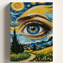 Ayrex Sayılarla Boyama Tuval Hobi Seti Van Gogh Göz Temalı Fırça ve Boya Dahil Set (Çıtalı)
