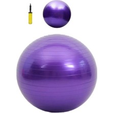 Ayrex Ayla Stand 65 cm Mor Deluxe Pilates Topu, 25 cm Çift Yönlü Pompa Dahil