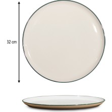 Valencia Servis Tabağı (Pizza) 32CM Yeşil Rim Rinart