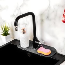 1001 Su Tutucu Musluk Matı Mutfak ve Banyo Için Koruyucu Lavabo Musluk ve Batarya Matı Gri Belirtilme