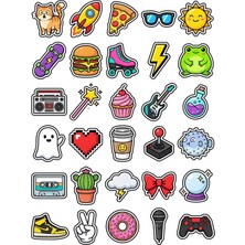 Dekorif 30 Adet Nostaljik Çizgi Film Sticker Seti - Laptop Telefon Defter Için Eğlenceli Paket