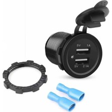 Mucize Çift USB Çıkışlı Araç Şarj Soketi - 5V (1A / 2.1A) Çıkışlı (Kapaklı)