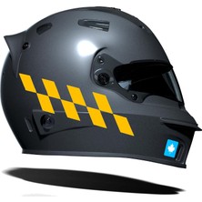 Uravas Store Taksi Sarısı Damalı Kask Motosiklet Sticker Takımı
