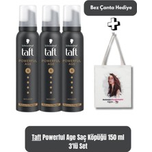 Uravas Store Taft Powerful Age 5 Ekstra Güçlü Saç Köpüğü 150 ml X3 + Bez Çanta Hediyeli