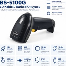 Grandstarr BS-5100G 1D El Tipi Kablolu Barkod Okuyucu