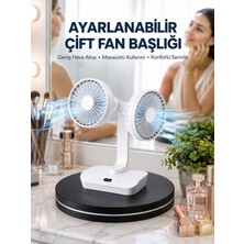 Uravas Store Ayarlanabilir Hızlı Çift Başlıklı Masaüstü Fan – Gece Lambalı Serinletici - Lisinya