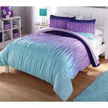 Uravas Store Heritage Kids Ombre Dantelli 3 Parça Yorgan Seti, Tam, Mavi ve Mor