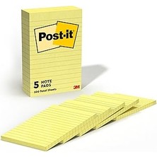 Renas Store Post-It Pop- Notlar, 10,2 x 15,2 Cm, 5 Blok, Amerika'n N #1 Favorite Sticky Notes, Kanarya Sar S, Temiz Mesafe, Geri D N T R Lebilir (660-5 Adet)