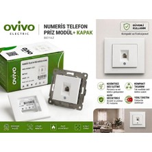 Ovivo Grano Beyaz Nümeris Prizi (RJ11 Cat3 )Çerçeve Dahil