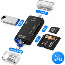 Abbruch Kart Okuyucu Type-C Micro USB Otg Sd Card / Micro Sd Card Çok Fonksiyonlu Çevirici