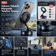 Saf Hobi K007 Vakumlu Manyetik Telefon Tutucu – Ayarlanabilir Masa & Araç Telefon Standı