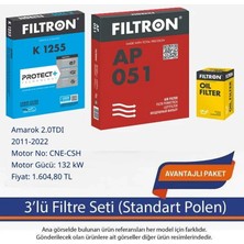 Netpar Volkswagen Amarok 2.0tdı 2011-2022 Filtron 3'lü Filtre Seti-Cne-Csh