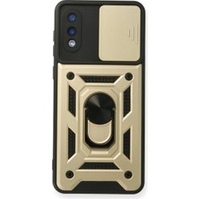MiraLive Newface Samsung Galaxy A02 Kılıf Pars Lens Yüzüklü Silikon - Gold