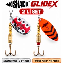 Fishack Glidex 2'li Döner Kaşık Seti - Silver Ladybug 7 gr No:3 + Orange Flash 7 gr No:3