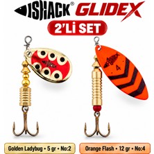 Fishack Glidex 2'li Döner Kaşık Seti - Golden Ladybug 5 gr No:2 + Orange Flash 12 gr No:4