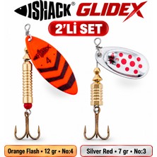 Fishack Glidex 2'li Döner Kaşık Seti - Orange Flash 12 gr No:4 + Silver Red 7 gr No:3