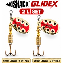 Fishack Glidex 2'li Döner Kaşık Seti - Golden Ladybug 5 gr No:2 + Golden Ladybug 7 gr No:3