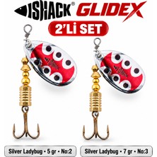 Fishack Glidex 2'li Döner Kaşık Seti - Silver Ladybug 5 gr No:2 + Silver Ladybug 7 gr No:3