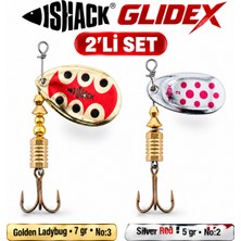 Fishack Glidex 2'li Döner Kaşık Seti - Golden Ladybug 7 gr No:3 + Silver Red 5 gr No:2