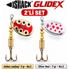 Fishack Glidex 2'li Döner Kaşık Seti - Golden Ladybug 5 gr No:2 + Silver Red 7 gr No:3
