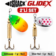Fishack Glidex 2'li Döner Kaşık Seti - Gökkuşağı 7 gr No:3 + Silver Red 5 gr No:2