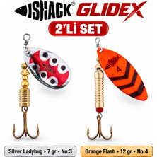 Fishack Glidex 2'li Döner Kaşık Seti - Silver Ladybug 7 gr No:3 + Orange Flash 12 gr No:4