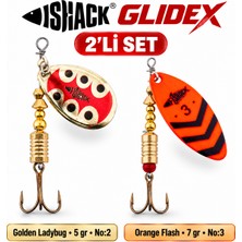 Fishack Glidex 2'li Döner Kaşık Seti - Golden Ladybug 5 gr No:2 + Orange Flash 7 gr No:3