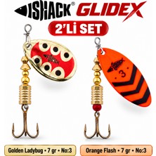 Fishack Glidex 2'li Döner Kaşık Seti - Golden Ladybug 7 gr No:3 + Orange Flash 7 gr No:3
