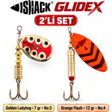 Fishack Glidex 2'li Döner Kaşık Seti - Golden Ladybug 7 gr No:3 + Orange Flash 12 gr No:4
