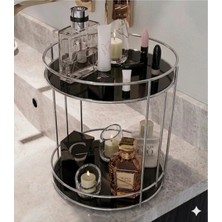 Krom 2 Katlı Banyo Kozmetik ve Servis Organizeri, Şık ve Pratik Kullanım