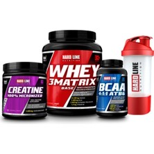 Hardline Nutrition 908 gr Çilek Aromalı Hardline Whey 3matrix + 300 gr Kreatin + 120 Tablet Bcaa 4:1:1 Atb6