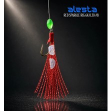 Alesta Red Sparkle Rıg X0225 6 Köstek Hazır Takım 0.40MM No:4 Iğne