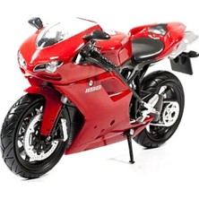 Sunman 1:12 Ducati 1198 Kırmızı Renkli Gerçekçi Tasarım Motosiklet 16,5 cm Uzunlukta