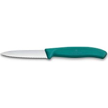 Victorinox 6.7634.C1 Paslanmaz Çelik Tırtıklı Soyma Bıçak 8 cm Yeşil Renkli Kullanım Kolaylığı