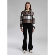 Lee Cooper Kahverengi Kadın Crop Ekose Ceket 261 Lcf 231001 Brıelle Kahve Ekose