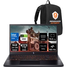 Acer Nitro V 15 Intel Core 5 210H Rtx 4050 6gb 75W 24GB Ram 1tb SSD 15.6" Full Hd (1920X1080) 165Hz Freedos NH.QUBEY.001P315 Gaming Laptop + Per4 Çanta