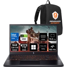 Acer Nitro V 15 Intel Core 5 210H Rtx 4050 6gb 75W 128GB Ram 1tb SSD 15.6" Full Hd (1920X1080) 165Hz WIN11 Pro NH.QUBEY.001P357 Gaming Laptop + Per4 Çanta
