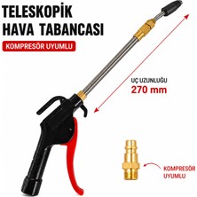 Badem10 Teleskopik Nozul Hava Tabancası Kompresör Için Uzatmalı Toz Temizleme Üfleme Aparatı