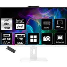 MSI Msı Pro AP272P Intel Core I7 14700 48GB Ram 1tb SSD UHD Graphics 27" Full Hd (1920X1080) WIN11 Pro 14M-866XEUP533 Beyaz All In One Bilgisayar + Per4 USB Bellek