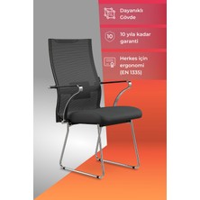 Metta Ergolife Sit Air 24/7 B2-281K - Yükseklik Ayarlı, Fileli, Krom, Toplantı, Ofis, Bilgisayar Sandalyesi - 696.5D.1.6A4