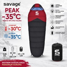 Kamp Uyku Tulumu - Peak - Bordo - Extreme -35C° - Savage YS-535