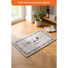 GOBYPET Sevimli Kedi Desenli Kedi Mama ve Su Kabı Altı Paspası 53X31 cm