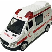 Vardem Oyuncak Vardem Sesli Işıklı Metal Ambulans 588B-Ambulans Çek Bırak Oyuncak Araba 14 x 5,5 x 7,5 cm