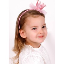 Le Mabelle Pembe  Incili Kraliçe Tüllü Kız Çocuk Taç
