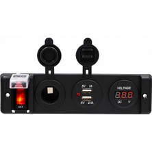 Labarka 3'lü Panel USB + Çakmaklık + Voltmetre