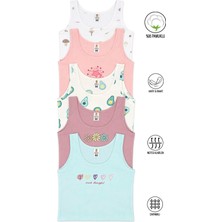 Özkan Underwear Özkan 41600 5'li Paket Kız Çocuk Karışık Renkli Desenli Pamuklu Yumuşak Rahat Kalın Askılı Atlet