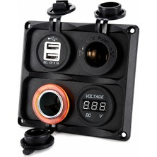 Labarka 4'lü Panel USB + Çakmaklık + Voltmetre + Çakmak