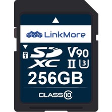 Linkmore Sdxc Hafıza Kartı 256 GB - Uhs-Iı - V90, U3 - 250/220 Mb/s - Profesyonel 8k Iş Akışları ve Seri Görüntüler Için - Darbeye Dayanıklı ve Güvenilir