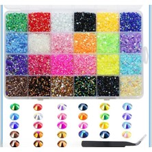 Yiğit Aksesuar Rengarenk 24 Renk 14.000 Adet Yapıştırma Taş SS16(4 Mm) Bedazzling Kit Cımbız Hediyeli