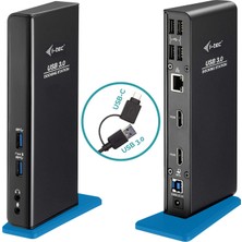 I-Tec USB 3.0/usb-C Çift Docking Station 2x HDMI Full Hd+, 4x USB 2.0, 2x USB 3.0, Gigabit Ethernet, Ses/mikrofon, Windows, Macos, Linux ile Uyumlu
